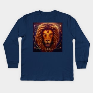 Zodiac Sign LEO - Fantasy Illustration of astrology Leo Kids Long Sleeve T-Shirt